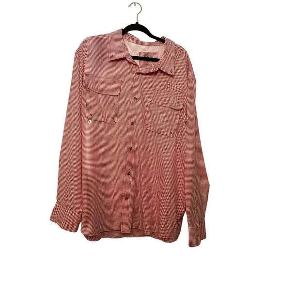 Cabelas Button Up Size XXL Red White Gingham Fishing - Picture 1 of 6